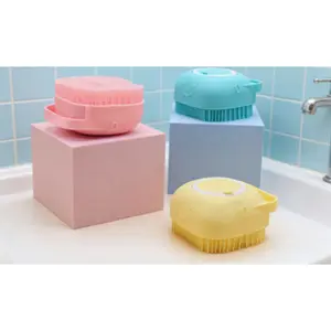 2-in-1 Silicone Pet Grooming Brush with Massage Ball - Gentle Care for Cats and Dogs, Dual-use Bathtub and Massage Tool, Ergonomic Handle, Durable Design, Cat Grooming Tool, Easy-to-Clean Material dog products dog accessories