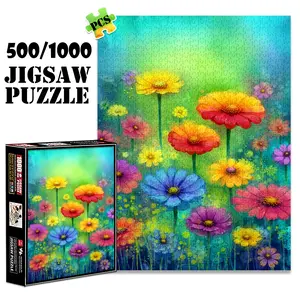 1pc 1000 piece adult puzzle 70x50cm Colorful Flower Field500 pieces paper jigsaw puzzle suitable for DIY creative games for adults and families, birthday and holiday stress relief gifts, large puzzle