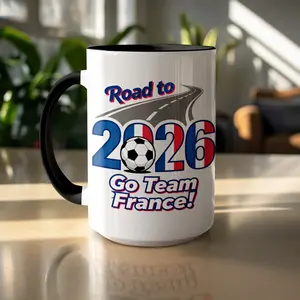 France 15oz Ceramic Soccer Coffee Mug: Limited Edition Road to 2026 Design