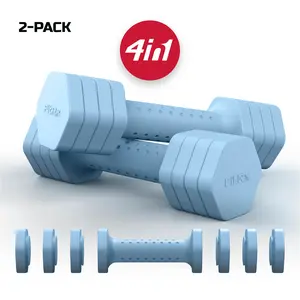 FITRX 5-Lb Adjustable Dumbbells 4-in-1 Hand Weights for Home Gym, 2-Pack