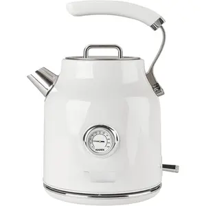 Dorset 1.7 Liter Stainless Steel Electric Kettle, Hot Water Kettle with 360-Degree Base and Auto Shutoff, Ivory & Chrome