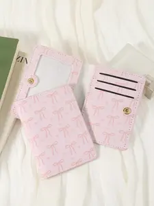 Fashionable Bow Pattern Card Holder, Lightweight & Portable Cash & ID Cards & Credit Cards Holder, Simple & Casual Multi Card Holder, Women's Card Bags, Trifold Card Holder, Cardholder