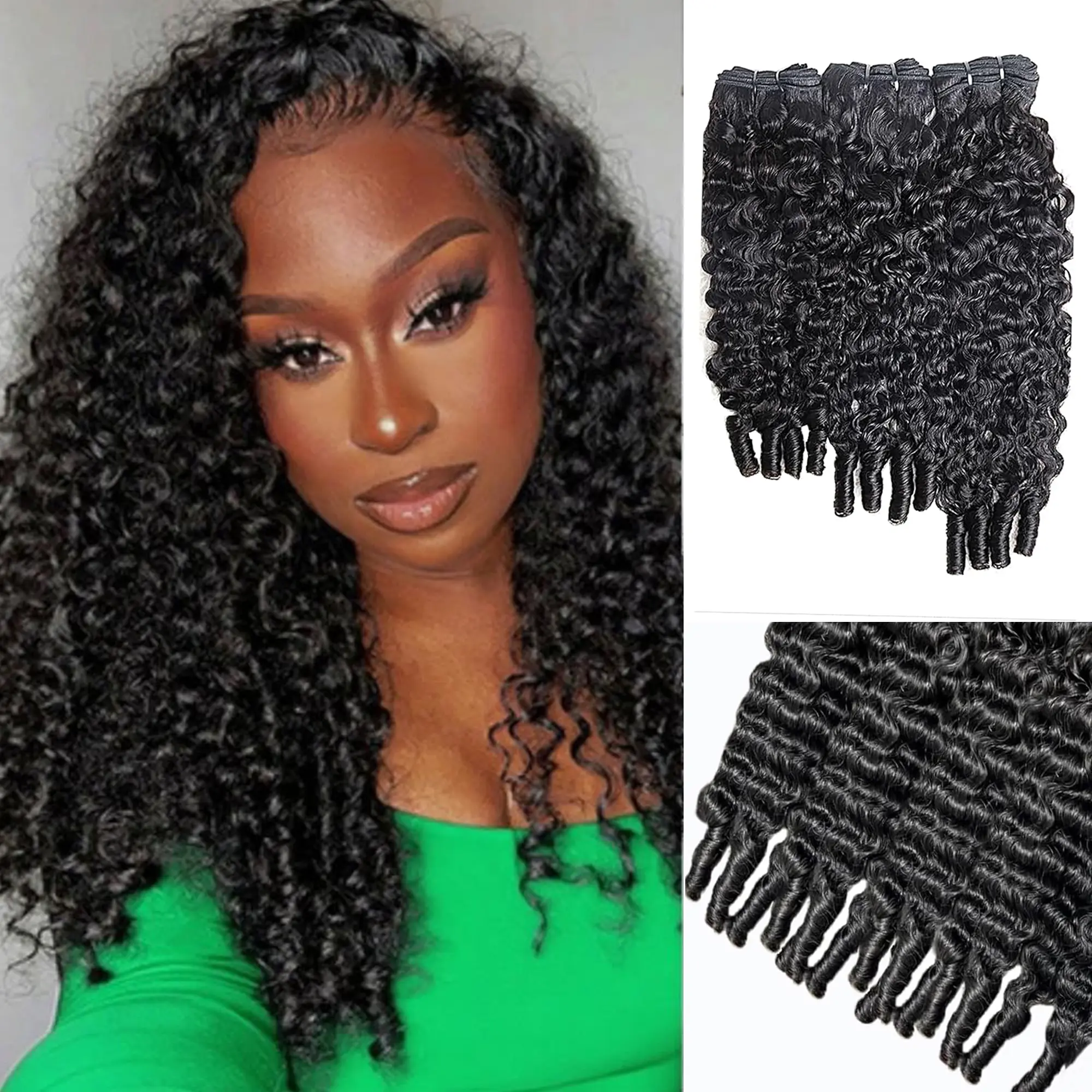 Burmese Curly Bundles Human Hair 24 26 28 Inch 3c4a 100% Virgin Unprocessed Curly Human Hair Bundles Deep Wave Quick Weave with Spiral Curly End Hair Extensions for Black Women