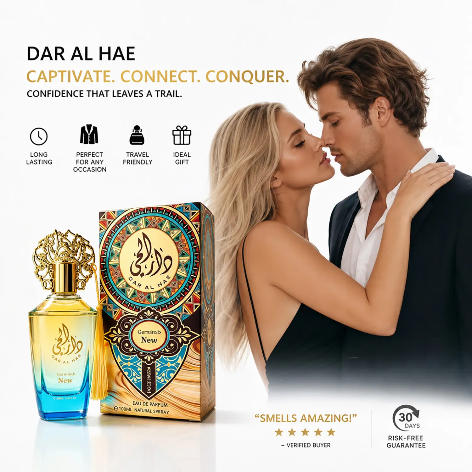 Men's Pheromone Perfume | With Pheromone Formula, Long Lasting, Floral Fruity Woody Scent | Designed for Him - Make Her Addicted & Share a Wild, Wonderful Night | Perfect Mardi Gras & Cinco de Mayo Gift Set for Him 100ml/3.4fl.oz