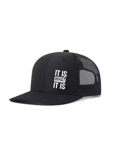 1pc Unisex Trucker Hat IT IS WHAT Letter Printing Mesh Baseball Cap Richardson Slightly Curved Brim Baseball Cap Adjustable Dad Hats Outdoor Mesh Breathable Sun Hat Gift for Men Women
