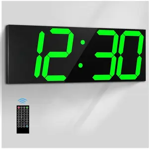 18.7in Large Digital Wall Clock,LED Digital Clock whih Big Number,Multi-Function Remote Controlled Wall Clock with Timer,  and Calendar Display(Green)