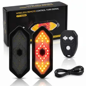 Wireless Bike Turn Signal Light with Remote, USB Rechargeable Bicycle Rear Light with Brake Light, IPX4 Waterproof LED Cycling Tail Light with Horn for Night Riding Safety Smart Bike Turn Signals with Wireless Remote, USB Rechargeable LED Rear Light,