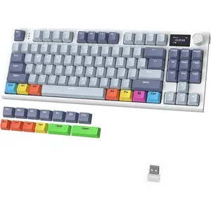ATTACK  K86  Mechanical Keyboard with 1.2" TFT Color Display & CNC Knob,Hot Swappable RGB Backlit,2.4GHz/BT/Wired Modes,Customizable Blue Whale ,PBT Keycaps for WIN/ (Lavender)