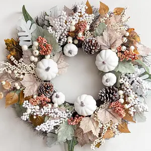 Fall Decor - Fall Wreaths for Front Door - 18 Inch Autumn Maples Leaf Pumpkin Pine Cone Berry Wreath - Fall Decorations for Thanksgiving Halloween Farmhouse Harvest Home Outdoor Indoor Window Wall. christmas romance