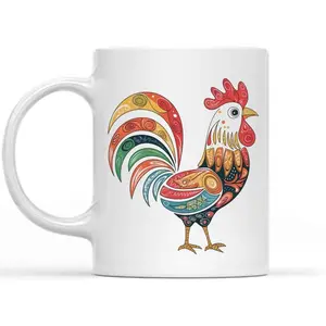 Funny Gift Funny Rooster Gift for Christmas/Birthday - Rooster - Beautiful Drawn Rooster, Rooster, Rooster Gift for Friends and Family 11 Oz White Ceramic Coffee Mug 692864