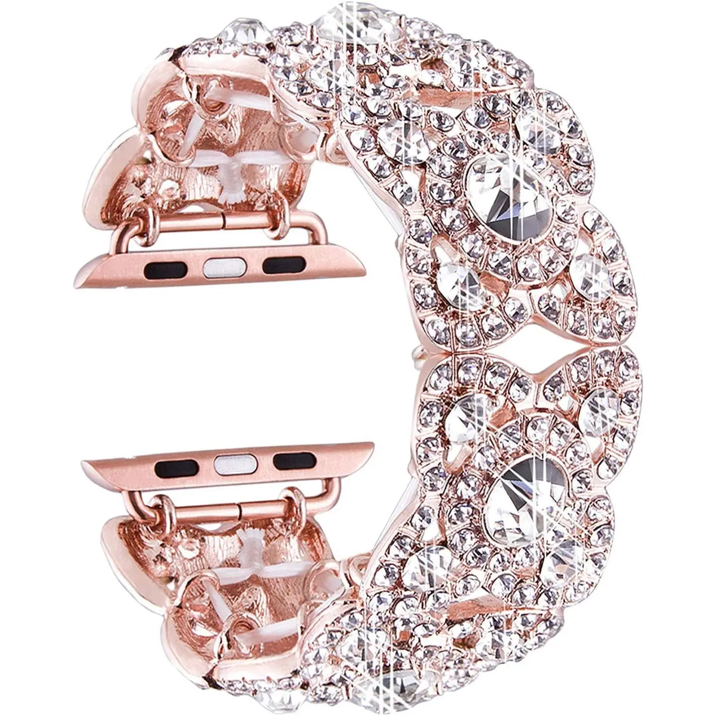 Bling Bands for Compatible with Apple Watch 38mm 40mm 42mm 44mm 41mm 45mm 49mm Ultra Iwatch Series 9 8 7 6 5 4 3 2, Diamond Rhinestone Stainless Steel Metal Bracelet Wristband Strap for Women.R2005