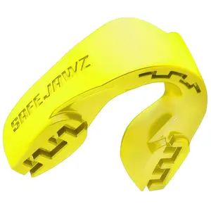 SafeJawz INTRO Slim Fit Sports Mouth Guard with Case for Football, Basketball, MMA, Hockey, Lacrosse, Wrestling - Adult 12+ Years - YELLOW