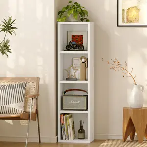 ALISENED 4-Shelf Solid Wood Bookcase Display Bookshelf for Living Room, Bedroom, Home and Office Multicoloured Storage Book Shelf Spacesaving