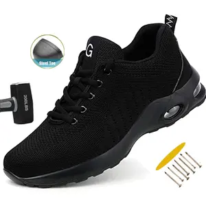 Steel Toe Indestructible Shoes Men Lightweight Puncture Resistant Safety Work Shoes Sneakers for Construction Working Breathable Lightweight Roofing Shoe Safety Industrial Work Sneakers