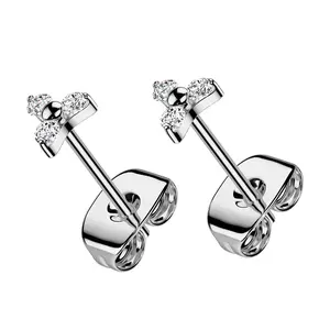 Trinity Clear CZ Titanium Stud Earrings