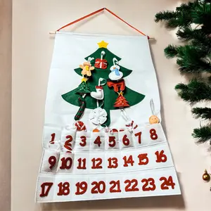 Advent Calendar, Hanging Felt Advent calendar with Cotton Ornaments | Reusable Advent Calendar with Pockets & Handmade Ornament Options | Small Business Christmas Home Decor & Gifts