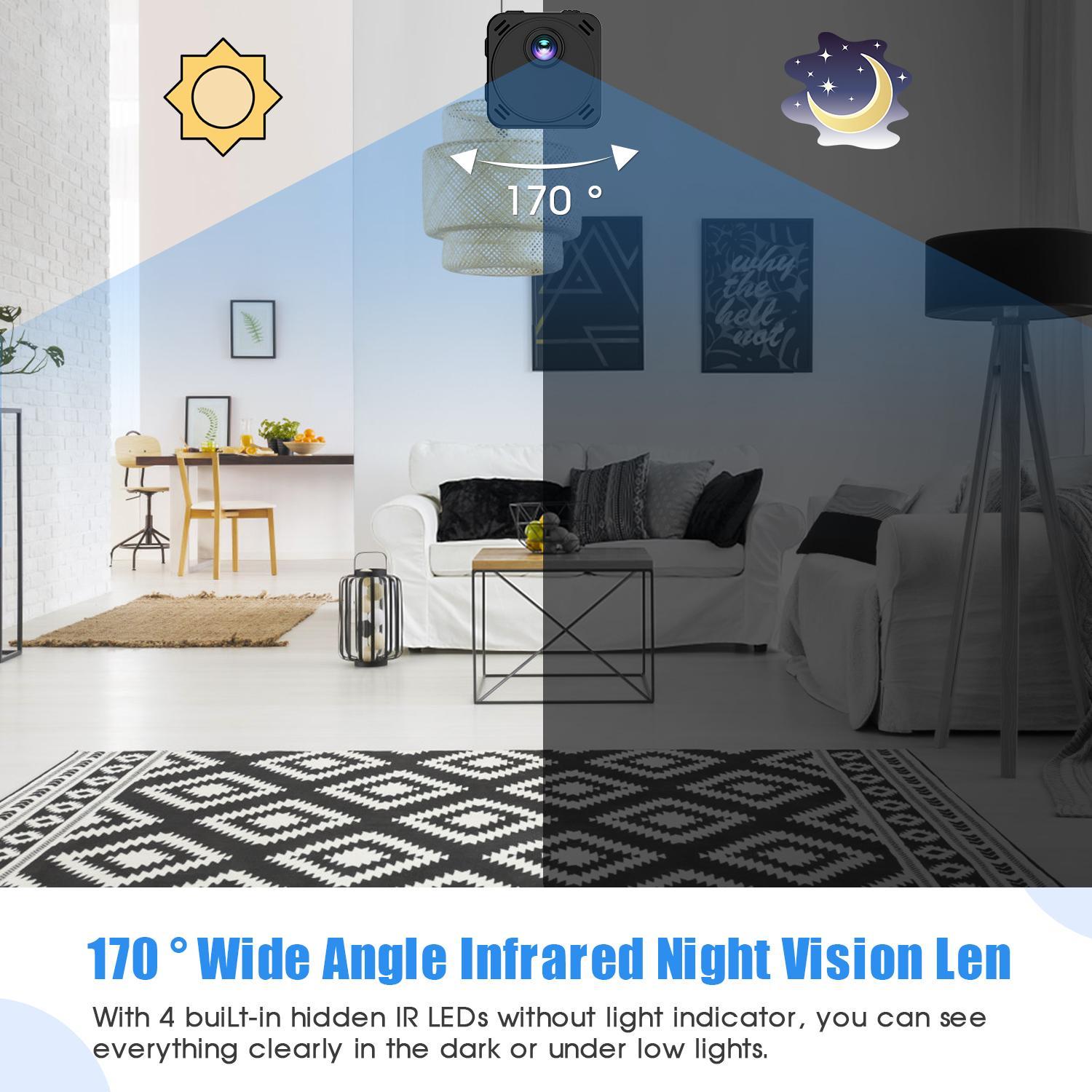 R89 4K Mini Spy Camera WiFi Hidden Wireless Nanny Cam Small Indoor Home Security Secret Cameras Tiny Micro Surveillance Camera with Night Vision AI Human Detection PIR Long-Lasting Battery Life Infrared