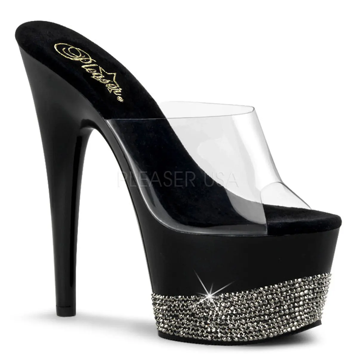 7 Inch Heel ADORE-701-3 Clear-Black High Heels Women