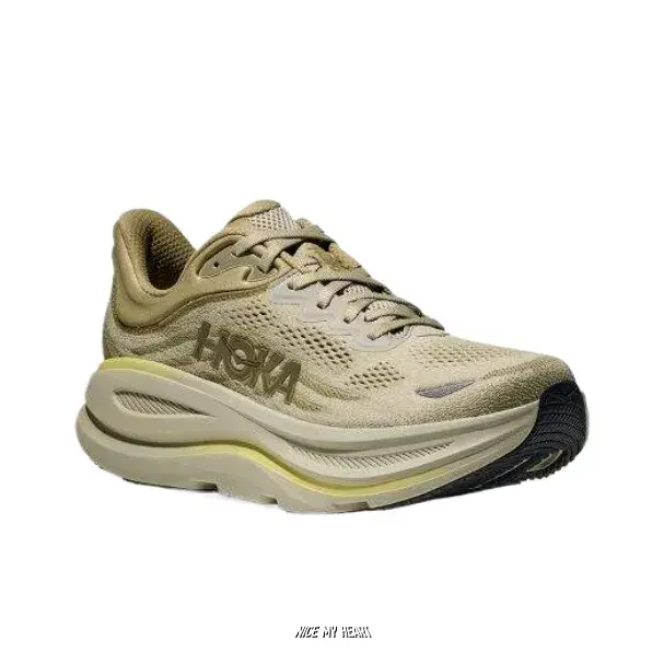 Unisex Khaki Beige Road Running Sneakers, Ultra Cushioned Foam Midsole, Breathable Knit Mesh Upper, For Daily Jogging & Long Distance Training