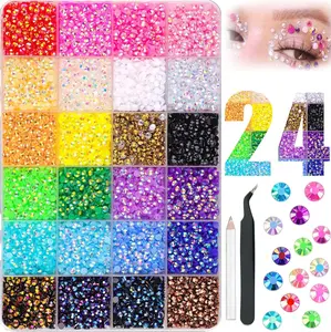 30000Pcs Resin Rhinestones Bedazzling Kit for Crafting with Tweezers, Mixed-Color 3mm Non Hotfix Flatback Gems, Bedazzling Crystal for DIY Crafts Clothing Tumblers Mugs Shoes Fabric Decor Nail Art Makeup,Teacher appreciation gifts,Graduation party gifts