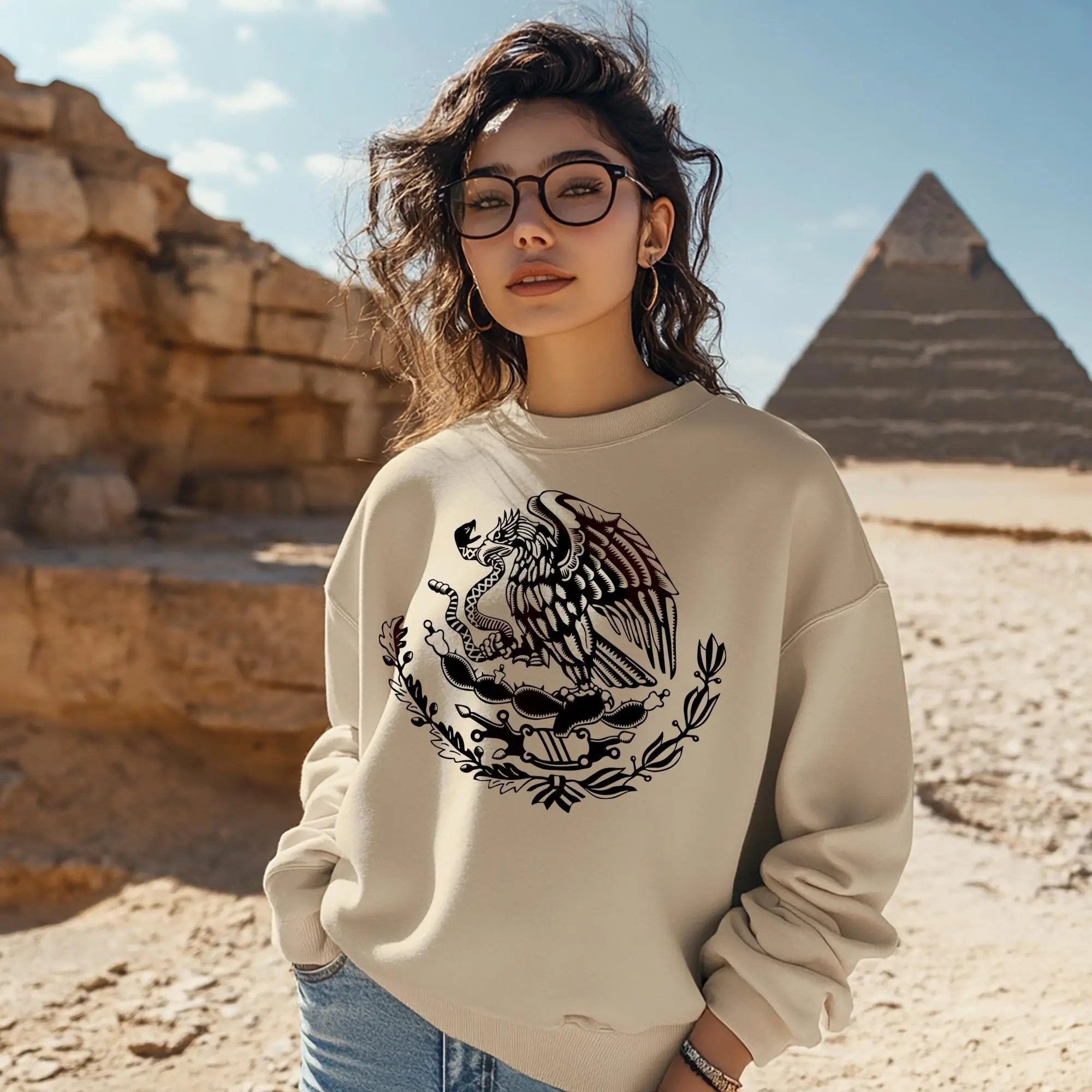 Mexico Mexican Eagle Unisex Sweatshirt - Comfortable Cotton with Printed Eagle Design, Soft and Stylish Fit Hoodie