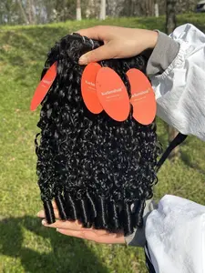 Karlami Hair Burmese Curly Bundles With Closure Loose Deep Wave Bundles Human Hair Brazilian Virgin Human Hair Bundles Straight 3/4 Bundles Body Wave Human Hair Full and Thick Natural Black Color Curly And Closure