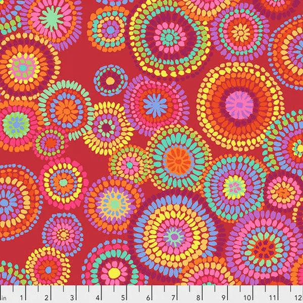 Fabric FreeSpirit Kaffe Fassett Red Mosaic Circles by the Quarter Yard PWGP176.RED
