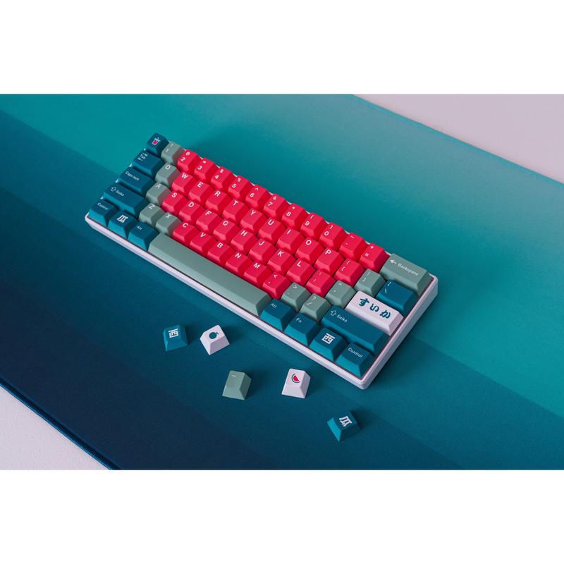 SUIKA Keycaps - Red & Green keys for mechanical keyboard - decor for pc gaming and work from home desk setups - gifts for gamers