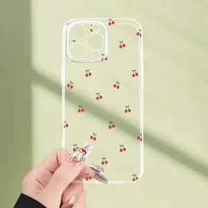 Cherry Pattern Phone Case, Thickened Full Body Protection, Soft Protective Cover, Suitable for Iphone iPhone 16 15 14 13 12 11 XS XR X 8 7 Mini Plus Pro Max Series Cases, Halloween Gift, Easter Gift, Birthday Present for Girlfriend, Boyfriend, Friends or