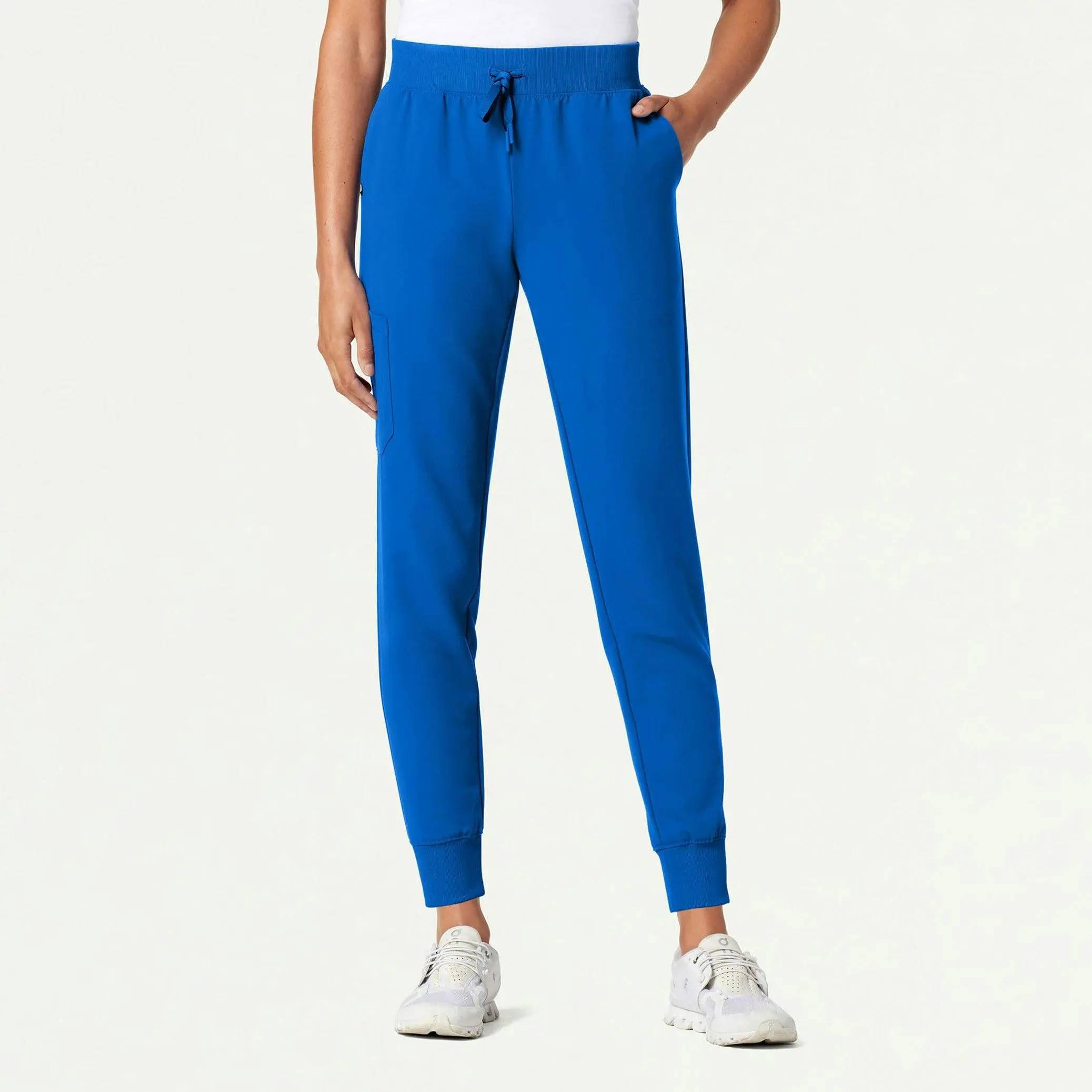 Women's Silex Slim Bodycon Scrub Jogger - Royal Blue, Tight Fit, Size S, Zip Pocket, Casual Wear, Soft Fabric, Cuffed Ends, Joggers with Pockets