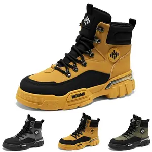 Men’s outdoor work boots, high-top safety boots, anti-slip lightweight hiking boots/walking sneakers, waterproof 8-inch hiking shoes, industrial construction waterproof boots—casual, breathable, lightweight