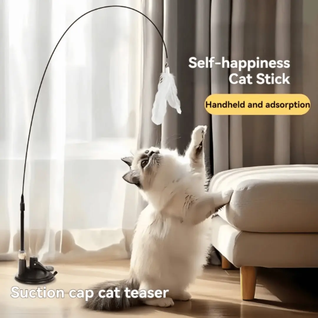 Interactive Cat Teasers Stick Toy, Interactive Kitten Wand, Handheld Feeder & Playmate for Cats, Durable Design for Fun Training & Entertainment