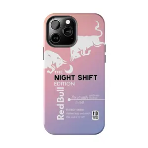 Energy Drink Inspired "Night Shift" Red Bull Edition Case - Reflective Holographic Design for iPhone 17 - 11 Pro Max Plus Mini X XR XS 7 8 Plus or SAMSUNG GALAXY S25 - S21 Ultra Plus