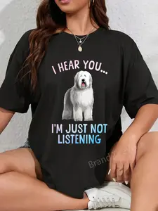 100% Cotton Funny Old English Sheepdog Art for Men Women Sheep Dog Lover T-Shirt