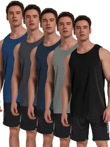 5 Pack Men's Workout Tank Tops Quick Dry Moisture Wicking Sleeveless Gym Shirts Athletic Muscle Tank for Men