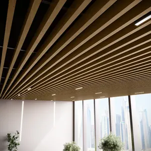 Suspended Slatted Wood Ceiling System - Medium Oak