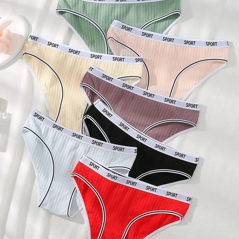 Dorsu 4/5/7 Pcs Women's Panties, Sexy High Waist Briefs, Soft Breathable Underwear, Solid Color Weekly Wear, Smooth Elastane Underwear