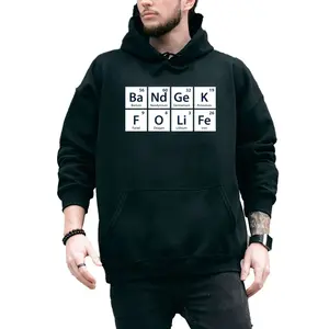 Fun Science Gift Hoodie – Men's Long Sleeve with Periodic Table Element Symbols