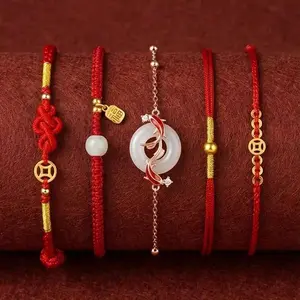 Fashion Simple Lucky Knot Red Rope Bracelets for Women Men Handmade String Adjustable Bracelet Friendship Amulet Jewelry