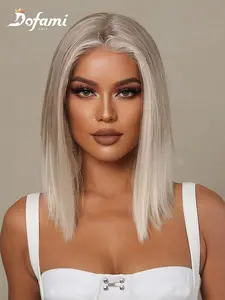 Short Straight Lace Front Wig for Women, Gorgeous Fluffy Wig without Bangs, Synthetic Wig for Party & Daily Wear, Glueless Frontal Wig