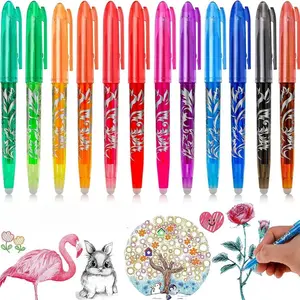 12pcs/set erasable ballpoint pen, multi-color rolling ink ballpoint pen, 0.5mm fine pointed writing tool, suitable for children, adults, students, school office stationery