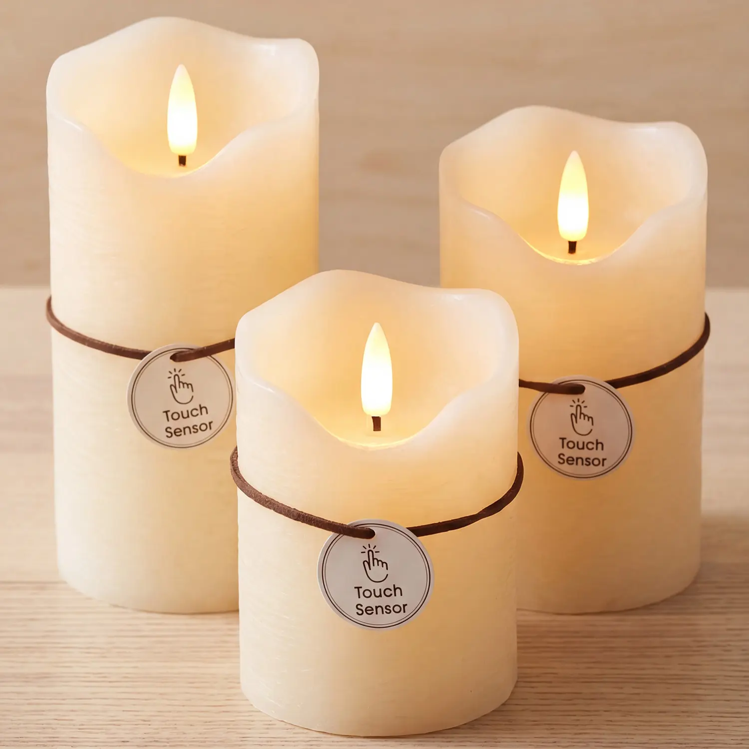 3-Pack Classic LED Flameless Candles, Indoor Safe Real Paraffin Wax (Ivory, 3"x4/5/6"), Smart Touch Control, 6H Timer, 960H+ Battery Operated LED Lights for Bedroom Decor, Wedding Centerpiece, Candle Lights, Light-Up Feature Novelty Lighting