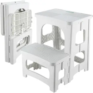 Folding 2-Step Stool for Adults  Non-Slip Collapsible Portable Step Stool for Kitchen Home Toilet Bedroom Office Bathroom Rv,Holds 300 Lbs(White)