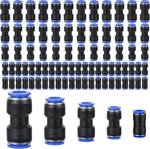 80 Pieces Air Hose Fittings Set 4 6 8 10 12 mm Straight Push to Connect Quick Release Pneumatic Connectors Plastic Tube Fittings for Efficient Air Line Connections