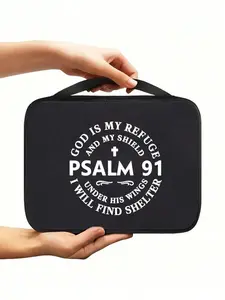 Easter Cross Jesus Print Bible Bag, Casual Handbag with Zip Pocket, Multi-Functional Organizer, Ideal for Students, Travel, Beach, Dorm, Bathroom