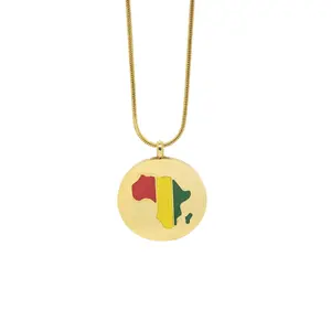 AFRICA MAP ENAMEL Pendant Necklace  (TF)
