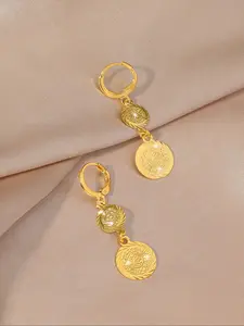 Women's Retro Coin Earrings, Middle Eastern & European Style Jewelry Gift, Luxurious Daily Accessory for Girlfriend/friends