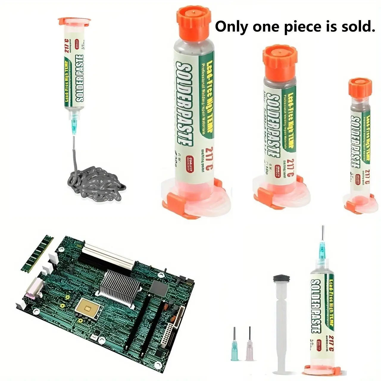 High-Temperature Solder Paste, 99% Tin, 0.3% Silver, 0.7% Copper, 217°c Injection, Includes 2 Dispensing Tools, for Bga Surface Mounting