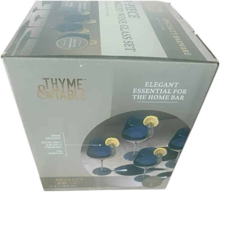 Thyme & Table Iridescent Blue Angled Wine Glass Large Capacity