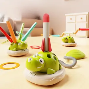 3-In-1 Dinosaur Exercise Machine, Requires 4 Aa Batteries, Kids Rocket Training Toy, Parent-Child Interactive Ring Toss Rope Jumptoy
